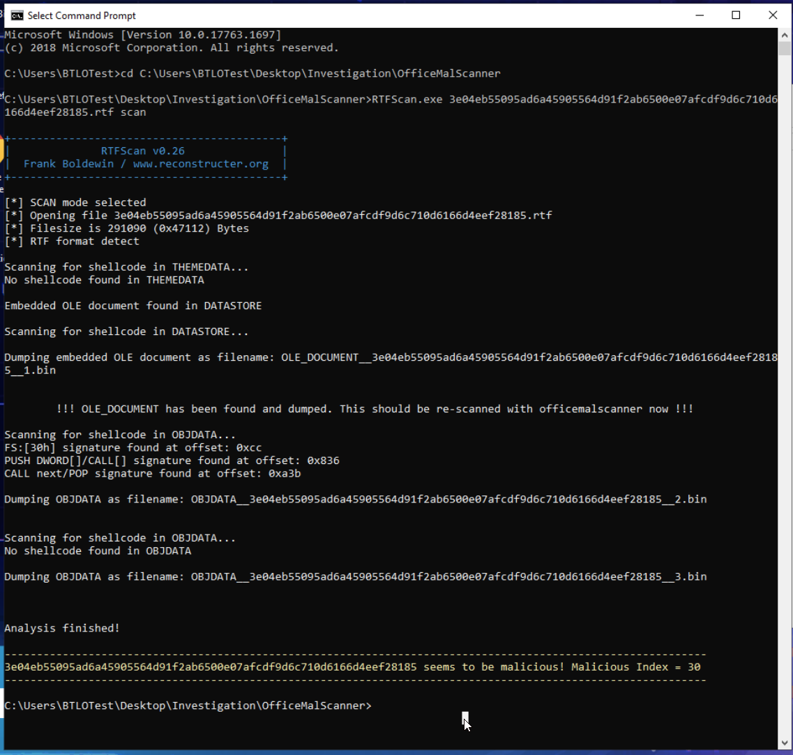 RTFScan of the IOC file