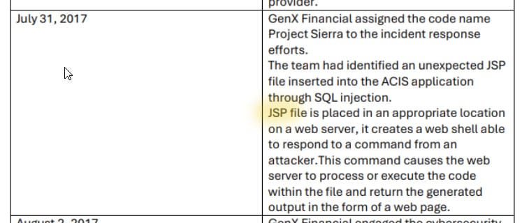 The timeline provides information of the file type placed on the web server